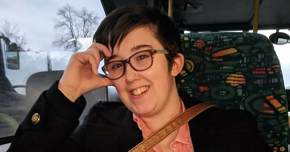 Lyra McKee sitting in a bus.