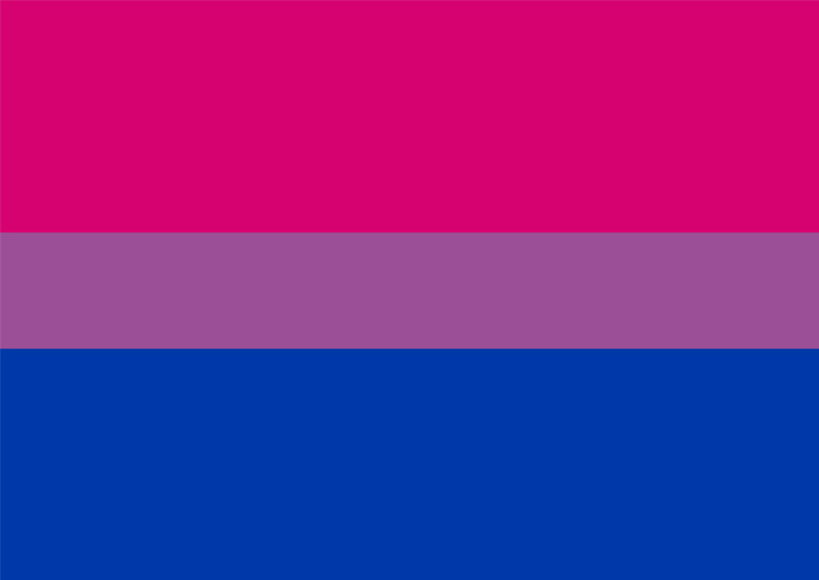 Bisexual design featuring pink, purple and blue horizontal stripes.