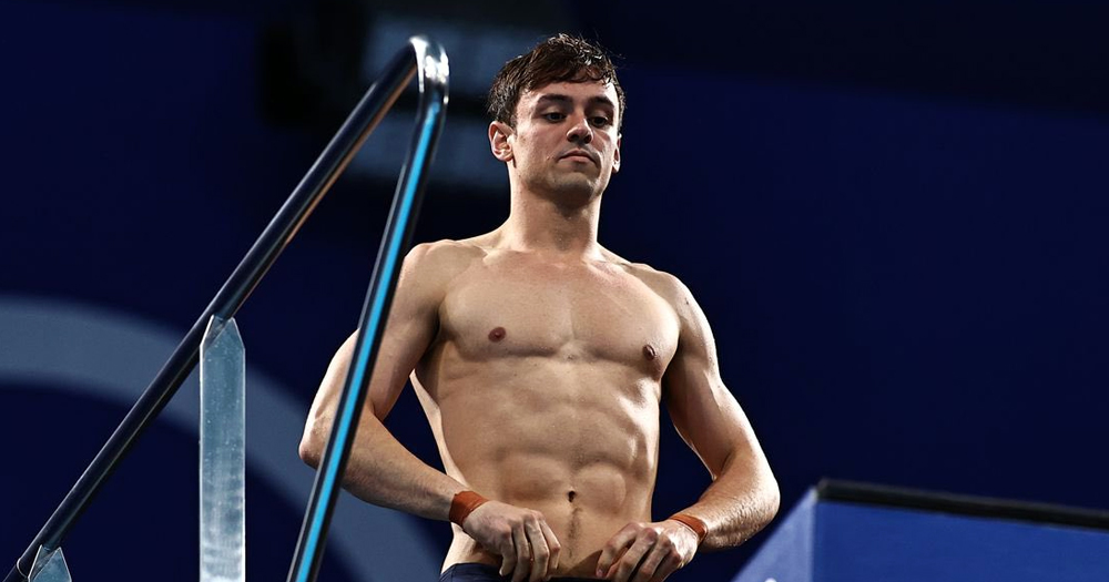 British diver Tom Daley, who recently announced his retirement, as he prepares to dive.