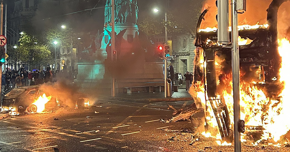 An image of the Dublin riots.