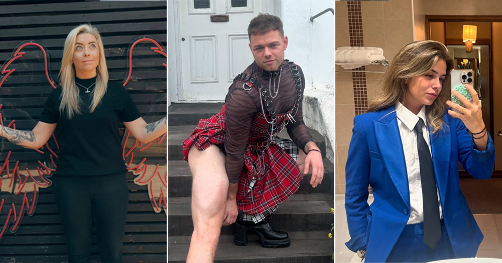 A three split image of three Irish LGBTQ+ TikTokers