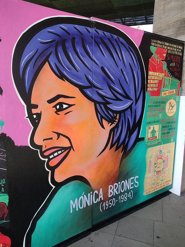 Picture of a mural in honour of Mónica Briones at the Museum of Memory in Santiago (Chile)