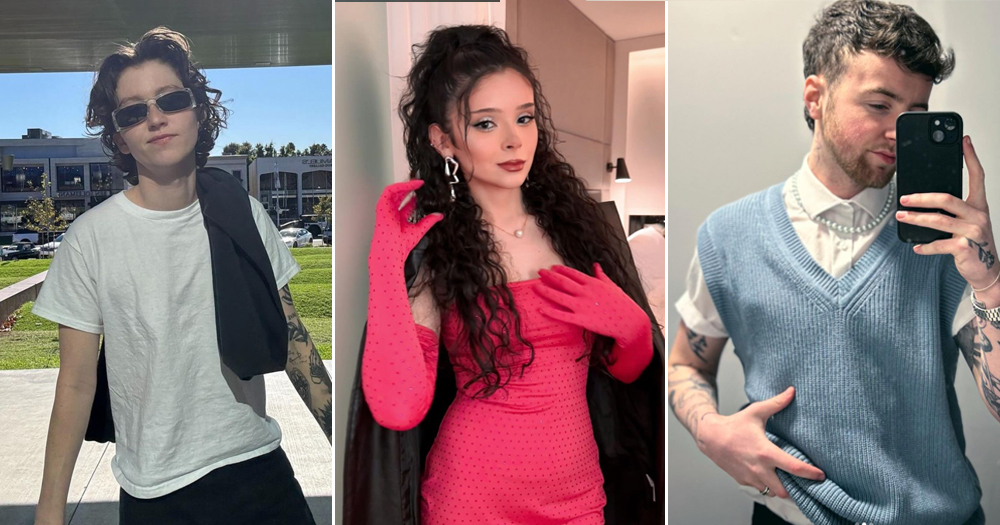 A three split image of trans content creators and YouTubers Miles McKenna, Samantha Lux and Jackson Lennon