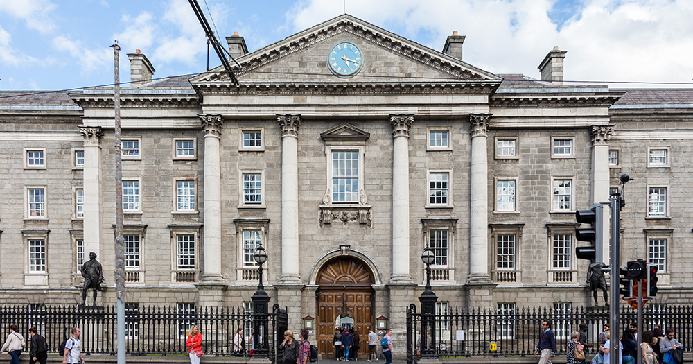 The entrance of Trinity College Dublin, which will be lit up in red for World AIDS Day.