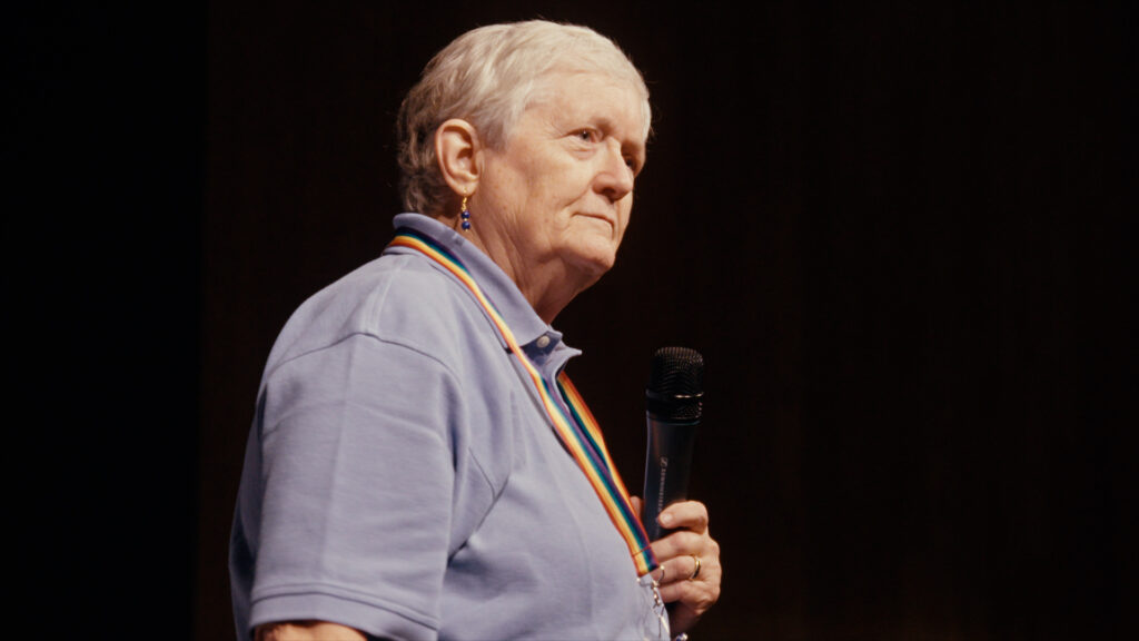 Barb Kucharczyk speaking at Queer History South.