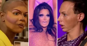 A split screen of three drag queens - Coco Montrese, Roxxxy Andrews and Alyssa Edwards. All of them have delivered memorable Drag Race quotes over thee show's run.